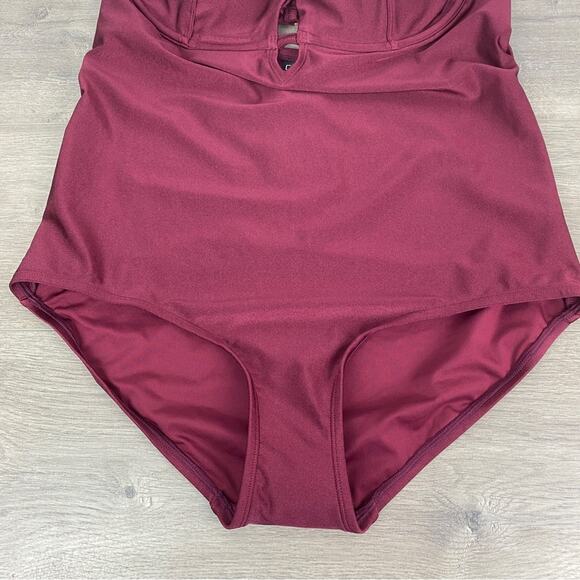 City Chic Merlot Cancun Underwire One Piece Swimsuit Sz.S(16) NWT - Picture 7 of 16